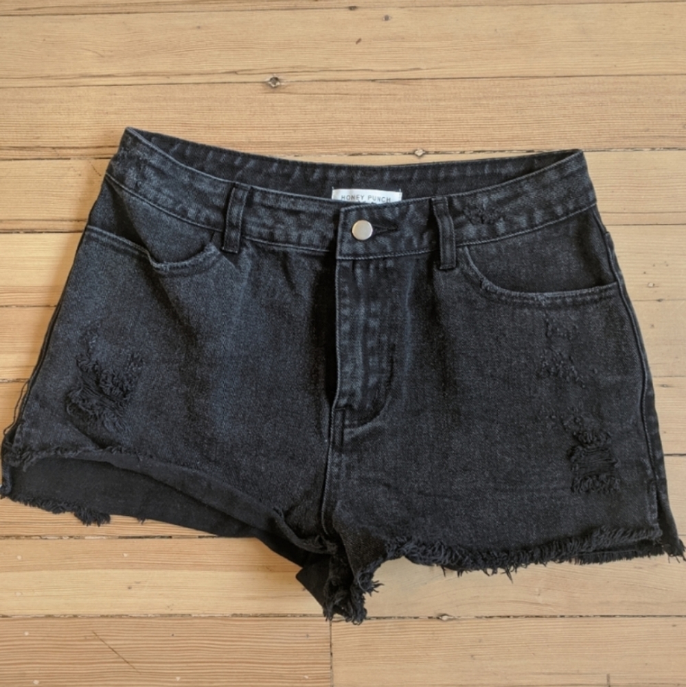 Distressed High Rise Shorts